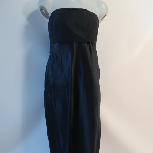 Womens Michelle Mason Black Strapless Pure Silk Satin Evening Gown Dress 10 - Picture 8 of 13